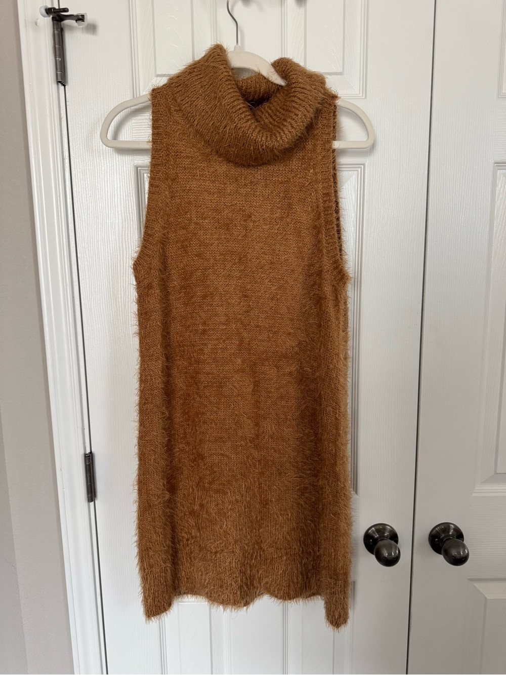Show Me Your Mumu Fuzzy Knit Sleeveless Dress in Caramel Brown